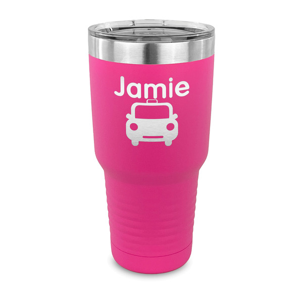 Custom Transportation 30 oz Stainless Steel Tumbler - Pink - Single Sided (Personalized)