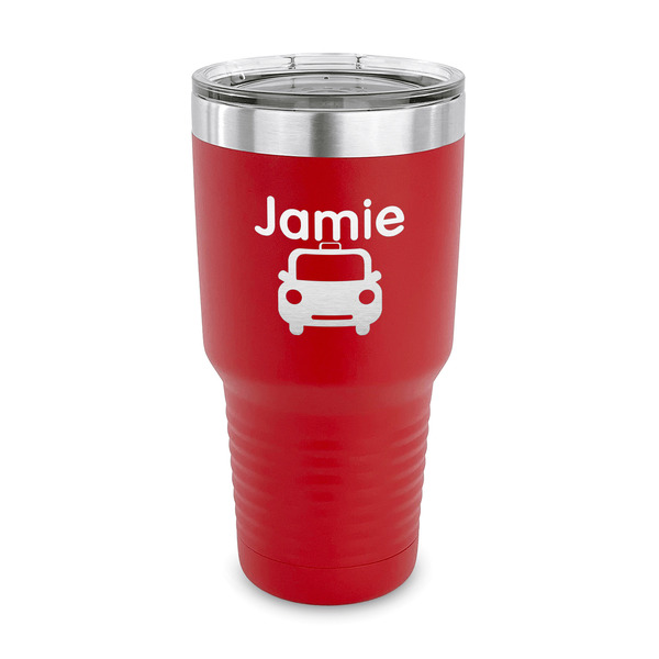 Custom Transportation 30 oz Stainless Steel Tumbler - Red - Single Sided (Personalized)