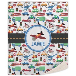 Transportation Sherpa Throw Blanket (Personalized)