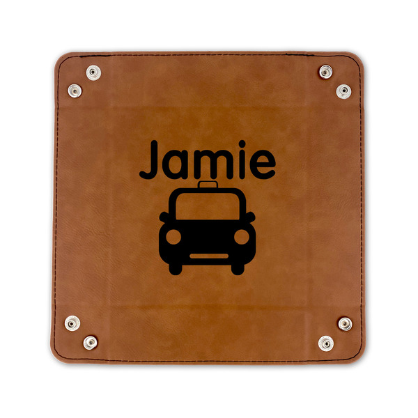 Transportation 6" x 6" Leatherette Snap Up Tray - FLAT FRONT