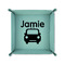 Transportation 6" x 6" Teal Leatherette Snap Up Tray - FOLDED UP