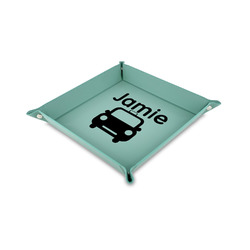 Transportation 6" x 6" Teal Faux Leather Valet Tray (Personalized)