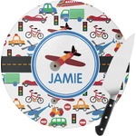 Transportation Round Glass Cutting Board - Small (Personalized)