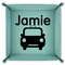 Transportation 9" x 9" Teal Leatherette Snap Up Tray - FOLDED