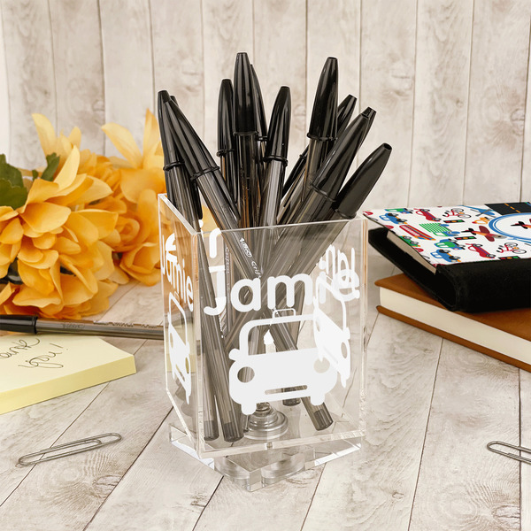 Transportation Acrylic Pencil Holder - IN CONTEXT