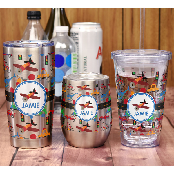 Transportation Acrylic Tumbler - Full Print - In Context