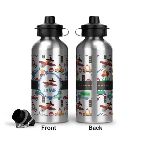 Transportation Aluminum Water Bottle - Front and Back