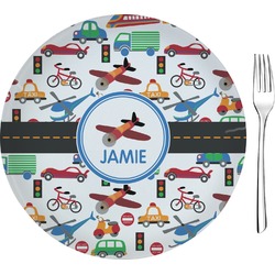 Transportation 8" Glass Appetizer / Dessert Plates - Single or Set (Personalized)