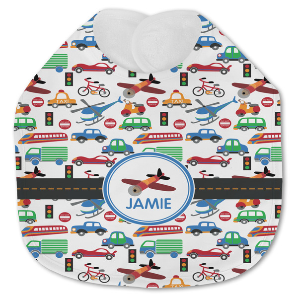 Custom Transportation Jersey Knit Baby Bib w/ Name or Text