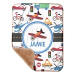 Transportation Sherpa Baby Blanket - 30" x 40" w/ Name or Text
