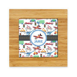 Transportation Bamboo Trivet with Ceramic Tile Insert (Personalized)