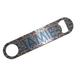 Transportation Bar Bottle Opener - Silver w/ Name or Text