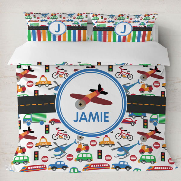 Custom Transportation Duvet Cover Set - King (Personalized)