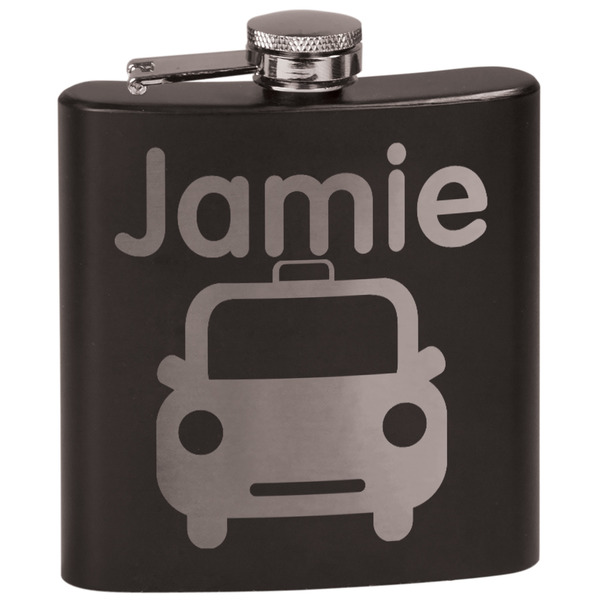 Custom Transportation Black Flask Set (Personalized)