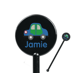 Transportation 5.5" Round Plastic Stir Sticks - Black - Single Sided (Personalized)