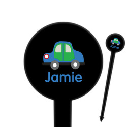 Transportation 6" Round Plastic Food Picks - Black - Double Sided (Personalized)