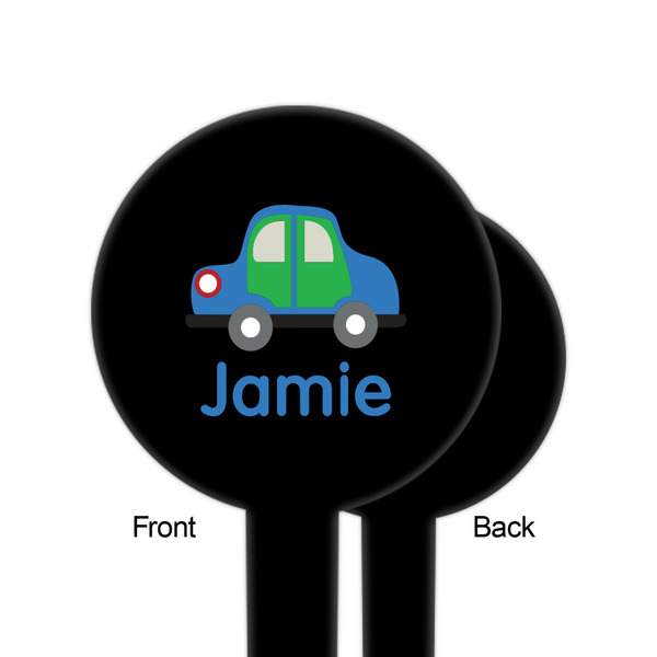 Transportation Black Plastic 6" Food Pick - Round - Single Sided - Front & Back