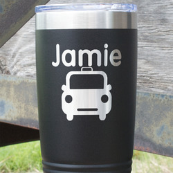 Transportation 20 oz Stainless Steel Tumbler - Black - Single Sided (Personalized)