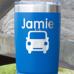 Transportation 20 oz Stainless Steel Tumbler - Royal Blue - Double Sided (Personalized)