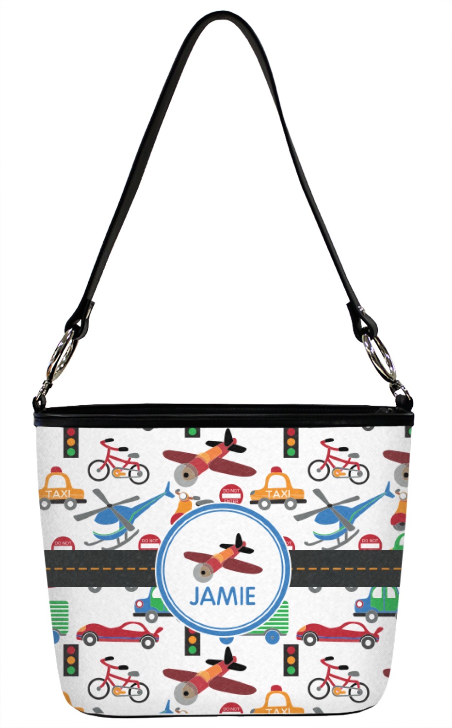 Transportation Bucket Bag w/ Genuine Leather Trim Large Front