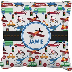Transportation Faux-Linen Throw Pillow 16" (Personalized)