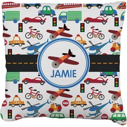 Transportation Faux-Linen Throw Pillow 18" (Personalized)