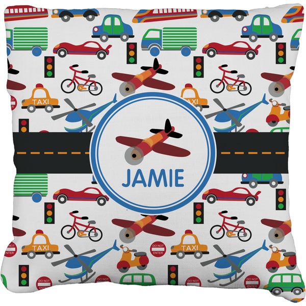 Custom Transportation Faux-Linen Throw Pillow 18" (Personalized)