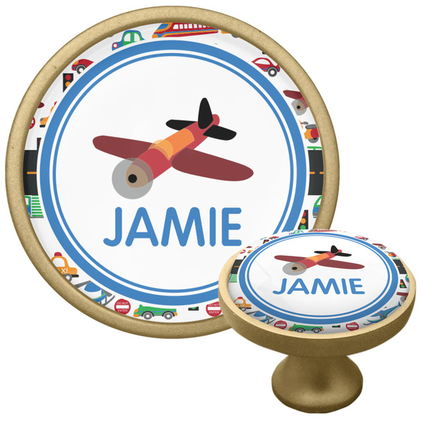 Custom Transportation Cabinet Knob - Gold (Personalized)