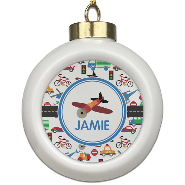 Custom Transportation Ceramic Ball Ornament (Personalized)
