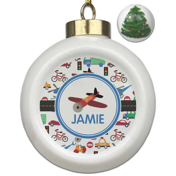 Custom Transportation Ceramic Ball Ornament - Christmas Tree (Personalized)