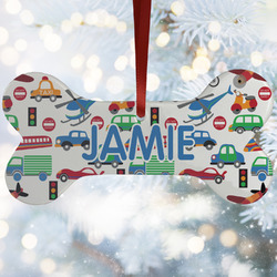 Transportation Ceramic Dog Ornament w/ Name or Text