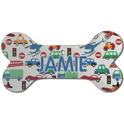 Transportation Ceramic Dog Ornament - Front w/ Name or Text