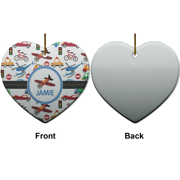 Transportation Ceramic Flat Ornament - Heart Front & Back (APPROVAL)