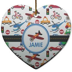 Transportation Heart Ceramic Ornament w/ Name or Text