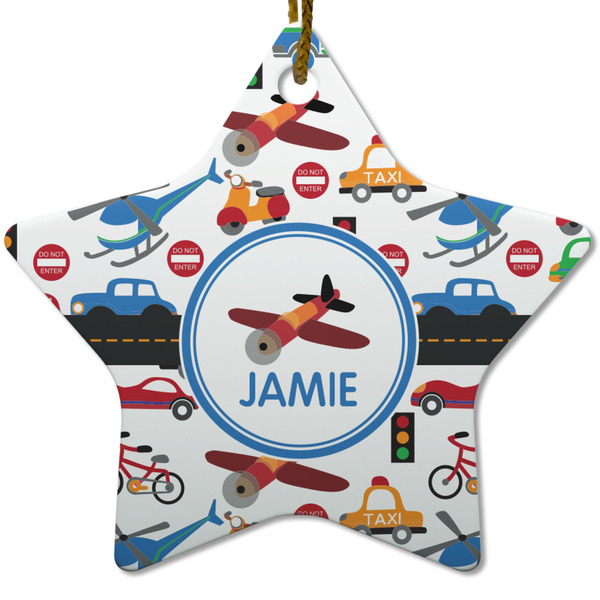 Transportation Ceramic Flat Ornament - Star (Front)