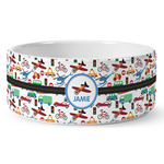 Transportation Ceramic Dog Bowl (Personalized)