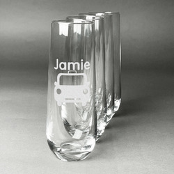 Transportation Champagne Flute - Stemless Engraved - Set of 4 (Personalized)