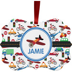 Transportation Metal Frame Ornament - Double Sided w/ Name or Text