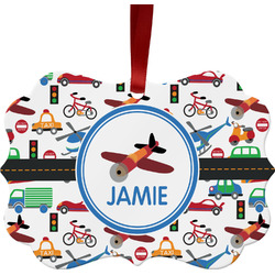 Transportation Metal Frame Ornament - Double Sided w/ Name or Text