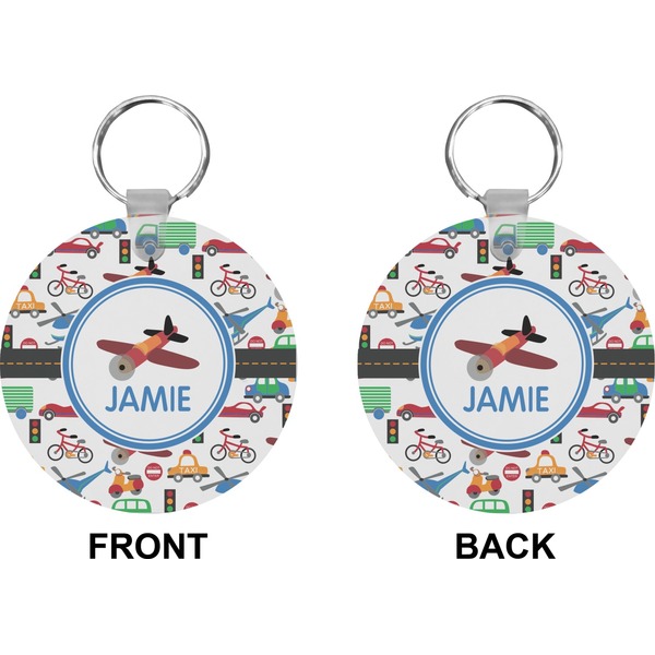 Transportation Circle Keychain (Front + Back)