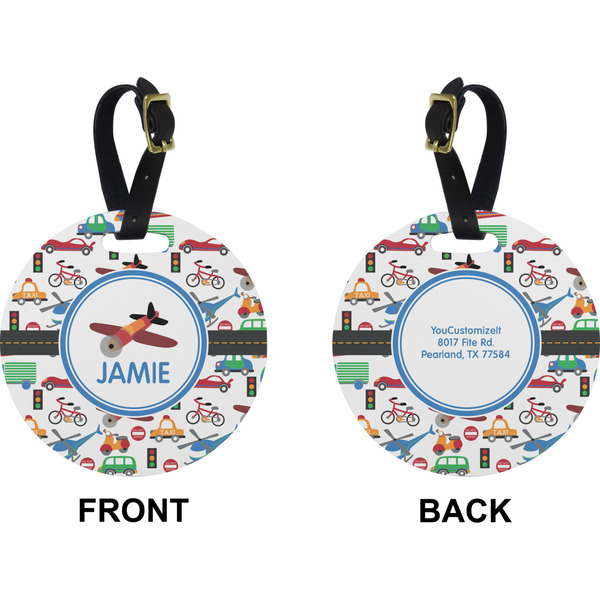 Transportation Circle Luggage Tag (Front + Back)
