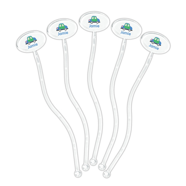 Transportation Clear Plastic 7" Stir Stick - Oval - Fan