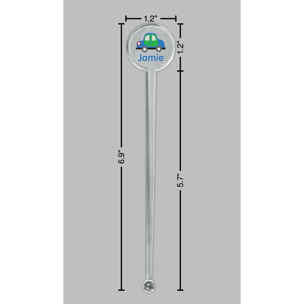 Transportation Clear Plastic 7" Stir Stick - Round - Dimensions