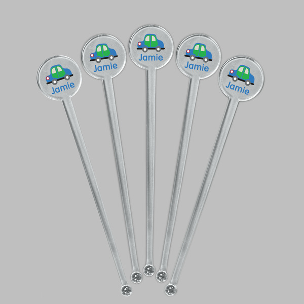 Transportation Clear Plastic 7" Stir Stick - Round - Fan View