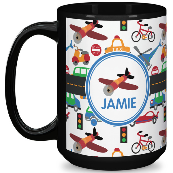 Custom Transportation 15 Oz Coffee Mug - Black (Personalized)