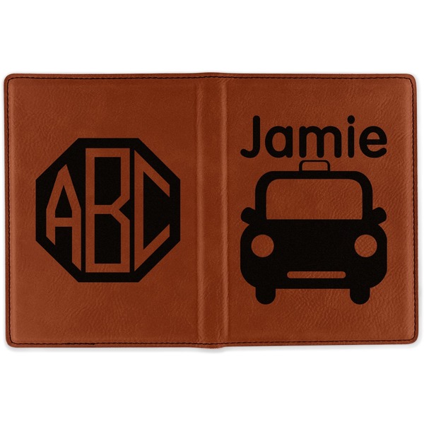 Transportation Cognac Leather Passport Holder Outside Double Sided - Apvl