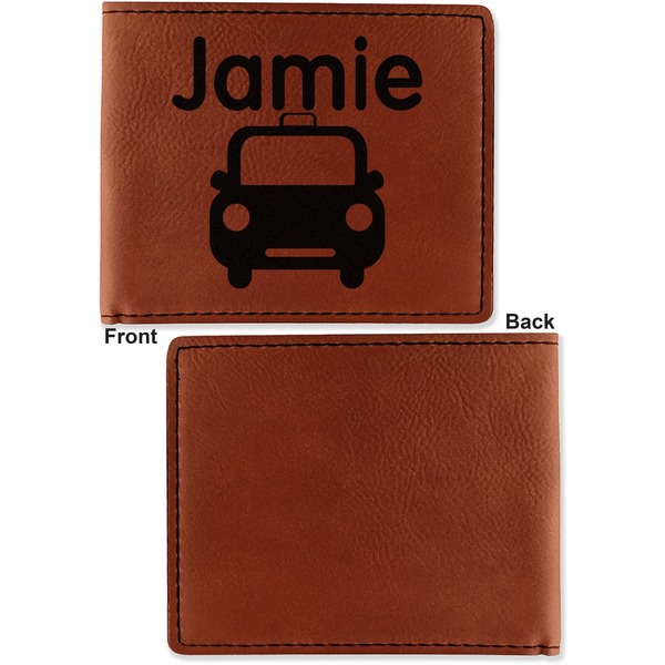 Transportation Cognac Leatherette Bifold Wallets - Front and Back Single Sided - Apvl