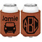 Transportation Cognac Leatherette Can Sleeve - Double Sided Front and Back