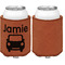 Transportation Cognac Leatherette Can Sleeve - Single Sided Front and Back