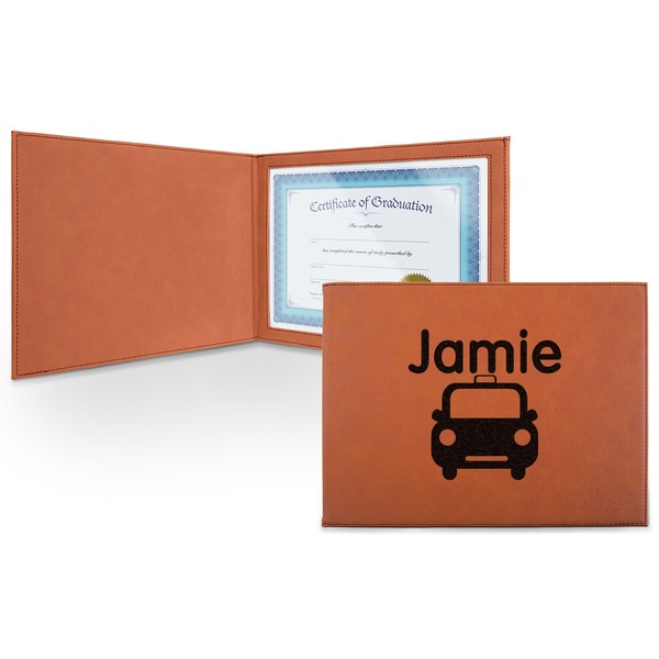 Custom Transportation Leatherette Certificate Holder - Front (Personalized)